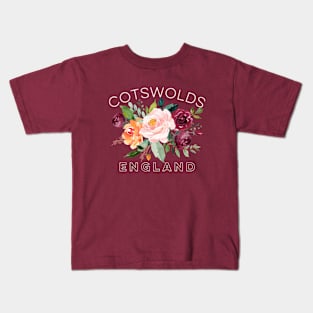 Cotswolds England British Watercolor Roses Kids T-Shirt